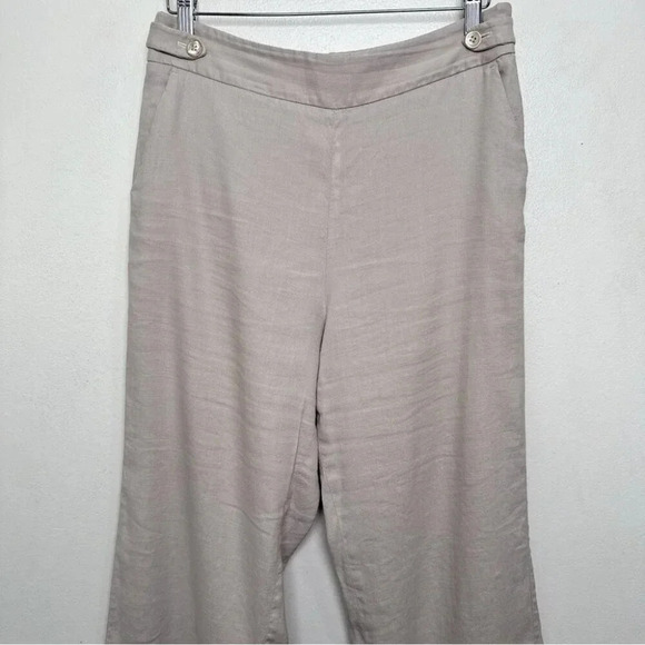 Talbots Womens 10P Natural Linen  High Waist Wide Leg Trouser - Picture 2 of 12